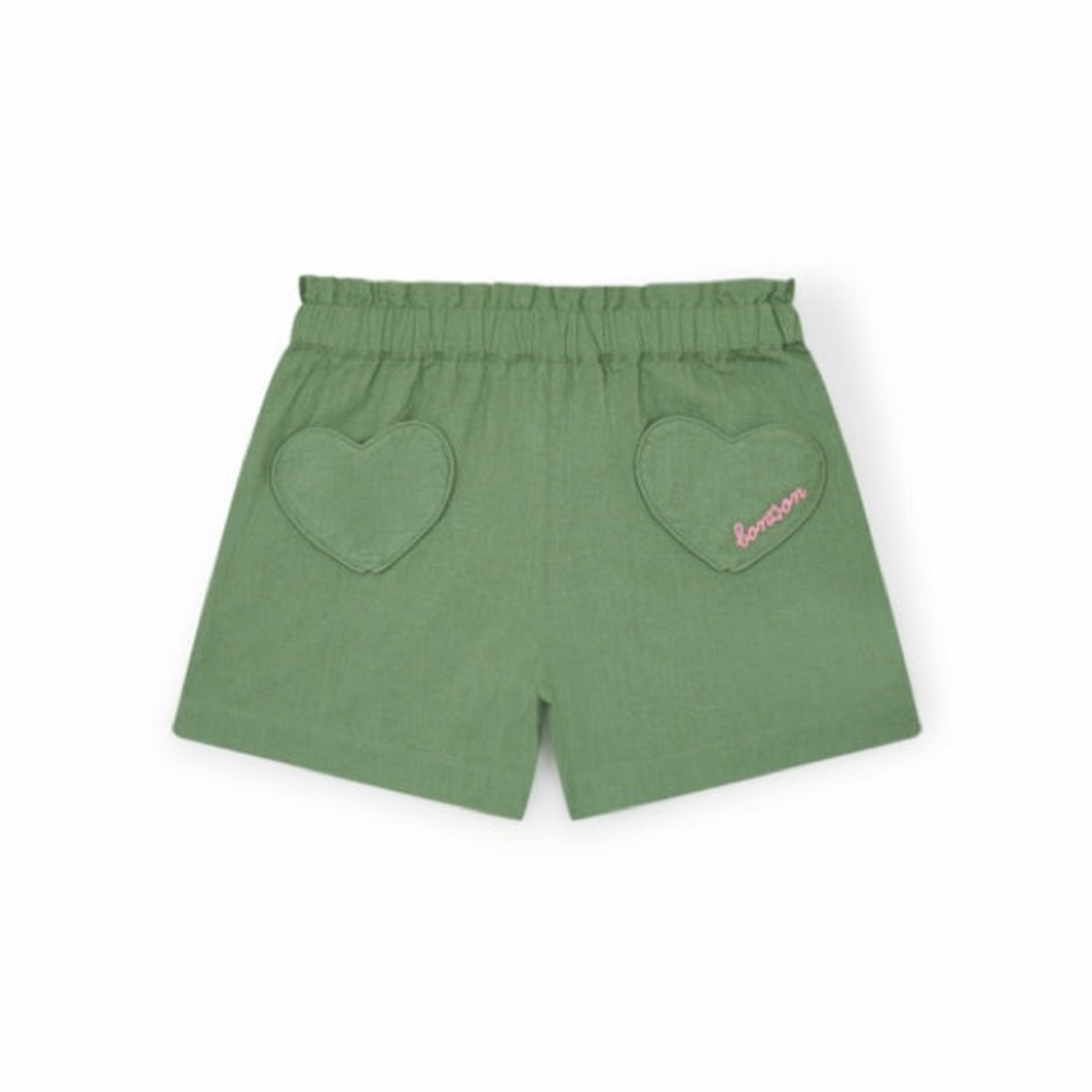 Bonton Green Casual Shorts with Elastic Waistband